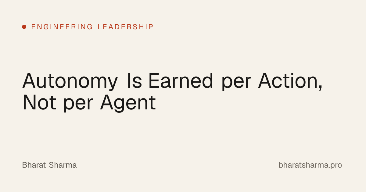 Autonomy Is Earned per Action, Not per Agent